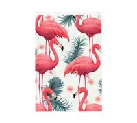 Bandiera da giardino di benvenuto con fenicottero rosa, 0,9 x 0,9 m, double face, non sbiadisce, per casa, cortile, cortile, cortile, prato, decorazione esterna