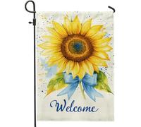 Bandiera da giardino di benvenuto con girasole, bandiere gialle floreali per la casa da cortile, decorazione da esterno in iuta su entrambi i lati per primavera estate, affascinante decorazione per