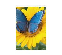 Bandiera da giardino di benvenuto con girasole blu farfalla 2 x 3 ft double face nessuna dissolvenza bandiere per casa cortile sfondo foto banner per feste per cortile portico prato decorazione