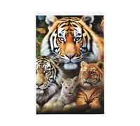 Bandiera da giardino di benvenuto con leone, tigre, leopardo e farfalla, 0,9 x 0,9 m, double face, non sbiadisce, per casa, cortile, cortile, cortile, prato, decorazione esterna