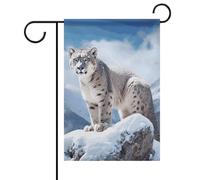 Bandiera da giardino di benvenuto con leopardo delle nevi bandiere di montagna bandiera per cortile portico casa bandiera stagionale doppia bandiera per casa all'aperto cortile patio prato decorazione