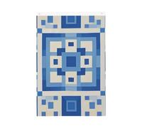 Bandiera da giardino di benvenuto con motivo quadrato blu, 0,6 x 0,9 m, non sbiadisce, doppia faccia, per casa, cortile, cortile, portico, prato