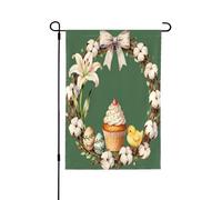 Bandiera da giardino di benvenuto con pulcino verde pasquale, 30,5 x 45,7 cm, bandierine per esterni per portico anteriore, decorazioni per festival per cortile