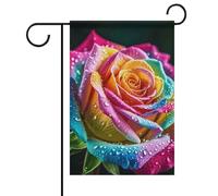 Bandiera da giardino di benvenuto con rose colorate con bandiere d'acqua per cortile, portico, casa, bandiera stagionale su entrambi i lati, per casa, cortile, patio, prato, decorazione da giardino