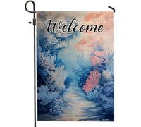 Bandiera da giardino di benvenuto della barriera corallina, bandiera blu oceano subacquea per la casa, decorazione stagionale esterna su entrambi i lati, tema nautico per prato e patio, 30 x 45 cm