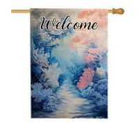 Bandiera da giardino di benvenuto della barriera corallina, bandiera blu oceano subacquea per la casa, decorazione stagionale esterna su entrambi i lati, tema nautico per prato e patio, 71 x 101 cm
