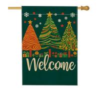 Bandiera da giardino di benvenuto di Natale, alberi verdi con stelle e regali decorazione per prato all'aperto, striscione a doppia faccia per la decorazione della casa 71 x 101 cm