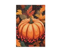 Bandiera da giardino di benvenuto, foglie autunnali zucca e bacche di sorbo, striscioni su entrambi i lati, decorazione per cortile, prato, festival e vacanze, 30,5 x 45,7 cm