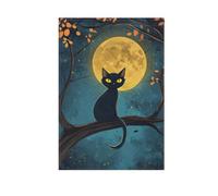 Bandiera da giardino di benvenuto, gatto luna di mezzanotte Halloween, stampa su entrambi i lati per decorazioni decorative per esterni per case di campagna 30,5 x 45,7 cm