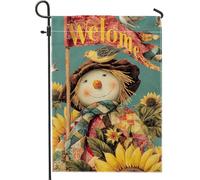 Bandiera da giardino di benvenuto, girasoli con uccelli gialli, decorazione stagionale per esterni, bandiera decorativa su entrambi i lati per la decorazione del prato domestico, striscione in stile