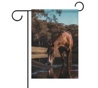 Bandiera da giardino di benvenuto Il cavallo è acqua potabile bandiere per cortile portico casa bandiera stagionale doppia bandiera per casa all'aperto cortile patio prato decorazioni da giardino 30,5