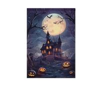 Bandiera da giardino di benvenuto, notte spettrale di Halloween con luna piena, striscione su entrambi i lati per decorazioni per feste in cortile, decorazione per la casa all'aperto, 30,5 x 45,7 cm