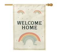 Bandiera da giardino di benvenuto, nuvole arcobaleno primaverili, decorazione esterna su entrambi i lati, per patio, prato, decorazione per la casa, 71 x 101 cm