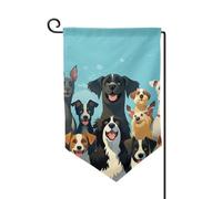 Bandiera da giardino di benvenuto per esterni di piccole dimensioni 12,5 x 18 pollici doppia faccia resistente alle intemperie bandiera della casa Un grande gruppo di cani bandiere verticali per