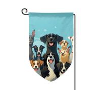 Bandiera da giardino di benvenuto per esterni di piccole dimensioni 12,5 x 18 pollici doppia faccia resistente alle intemperie bandiera della casa Un grande gruppo di cani bandiere verticali per