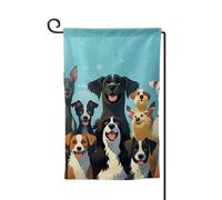 Bandiera da giardino di benvenuto per esterni di piccole dimensioni 12,5 x 18 pollici doppia faccia resistente alle intemperie bandiera della casa Un grande gruppo di cani bandiere verticali per