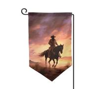 Bandiera da giardino di benvenuto per esterni di piccole dimensioni 12,5 x 18 pollici doppia faccia resistente alle intemperie bandiera della casa Cowboy West bandiere verticali per fattoria