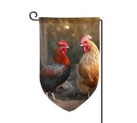 Bandiera da giardino di benvenuto per esterni di piccole dimensioni 12,5 x 18 pollici doppia faccia resistente alle intemperie bandiera per casa gallo e pollo bandiere verticali per fattoria
