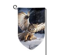 Bandiera da giardino di benvenuto per esterni di piccole dimensioni 12,5 x 18 pollici doppia faccia resistente alle intemperie bandiera della casa gufo volante bandiere verticali per fattoria