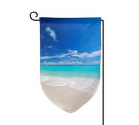 Bandiera da giardino di benvenuto per esterni di piccole dimensioni 12,5 x 18 pollici doppia faccia resistente alle intemperie bandiera per casa bianca spiaggia tropicale mare bandiere verticali per