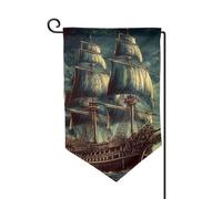 Bandiera da giardino di benvenuto per esterni di piccole dimensioni 12,5 x 18 pollici doppia faccia resistente alle intemperie bandiera della casa nautica vintage vela nave pirata bandiere verticali