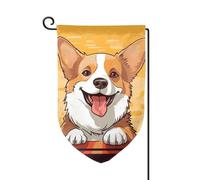 Bandiera da giardino di benvenuto per esterni di piccole dimensioni 12,5 x 18 pollici doppia faccia resistente alle intemperie bandiera della casa carino cane corgi bandiere verticali per fattoria