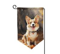 Bandiera da giardino di benvenuto per esterni di piccole dimensioni 12,5 x 18 pollici doppia faccia resistente alle intemperie bandiera per casa Corgi Dog bandiere verticali per fattoria all'aperto