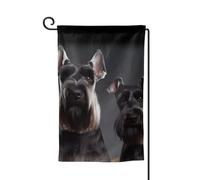 Bandiera da giardino di benvenuto per esterni di piccole dimensioni 12,5 x 18 pollici doppia faccia resistente alle intemperie bandiera della casa carino schnauzer cane bandiere verticali per fattoria