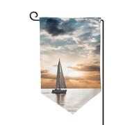 Bandiera da giardino di benvenuto per esterni di piccole dimensioni 12,5 x 18 pollici doppia faccia resistente alle intemperie bandiera casa barca a vela sul mare bandiere verticali per fattoria
