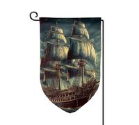 Bandiera da giardino di benvenuto per esterni di piccole dimensioni 12,5 x 18 pollici doppia faccia resistente alle intemperie bandiera della casa nautica vintage vela nave pirata bandiere verticali