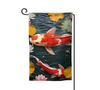 Bandiera da giardino di benvenuto per esterni di piccole dimensioni 12,5 x 18 pollici doppia faccia resistente alle intemperie bandiera della casa bandiera rossa pesce bandiere verticali per fattoria