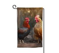 Bandiera da giardino di benvenuto per esterni di piccole dimensioni 12,5 x 18 pollici doppia faccia resistente alle intemperie bandiera per casa gallo e pollo bandiere verticali per fattoria