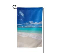 Bandiera da giardino di benvenuto per esterni di piccole dimensioni 12,5 x 18 pollici doppia faccia resistente alle intemperie bandiera per casa bianca spiaggia tropicale mare bandiere verticali per