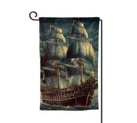 Bandiera da giardino di benvenuto per esterni di piccole dimensioni 12,5 x 18 pollici doppia faccia resistente alle intemperie bandiera della casa nautica vintage vela nave pirata bandiere verticali
