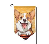 Bandiera da giardino di benvenuto per esterni di piccole dimensioni 12,5 x 18 pollici doppia faccia resistente alle intemperie bandiera della casa carino cane corgi bandiere verticali per fattoria