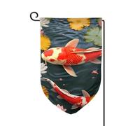 Bandiera da giardino di benvenuto per esterni di piccole dimensioni 12,5 x 18 pollici doppia faccia resistente alle intemperie bandiera della casa bandiera rossa pesce bandiere verticali per fattoria