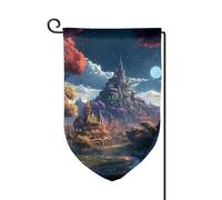 Bandiera da giardino di benvenuto per esterni di piccole dimensioni 12,5 x 45,7 cm doppia faccia resistente alle intemperie bandiera per casa Fantasy Town bandiere verticali per fattoria all'aperto