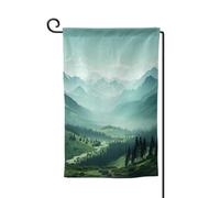 Bandiera da giardino di benvenuto per esterni di piccole dimensioni 31,5 x 45,7 cm doppia faccia resistente alle intemperie bandiera per casa verde paesaggio montano bandiere verticali per fattoria
