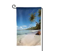 Bandiera da giardino di benvenuto per esterni di piccole dimensioni 31,5 x 45,7 cm doppia faccia resistente alle intemperie, bandiera per casa, palma di cocco, spiaggia, bandiere verticali per