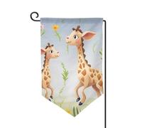 Bandiera da giardino di benvenuto per esterni di piccole dimensioni 31,5 x 45,7 cm doppia faccia resistente alle intemperie bandiera per casa carina giraffa bandiere verticali per fattoria all'aperto