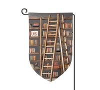Bandiera da giardino di benvenuto per esterni di piccole dimensioni 31,5 x 45,7 cm doppia faccia resistente alle intemperie bandiera per casa divertente libreria scaffali da collezione e scala