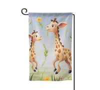 Bandiera da giardino di benvenuto per esterni di piccole dimensioni 31,5 x 45,7 cm doppia faccia resistente alle intemperie bandiera per casa carina giraffa bandiere verticali per fattoria all'aperto