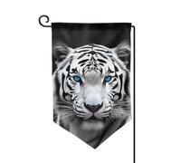 Bandiera da giardino di benvenuto per esterni di piccole dimensioni 31,5 x 45,7 cm doppia faccia resistente alle intemperie bandiera per casa bandiera verticale tigre dagli occhi azzurri bandiere