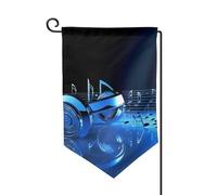 Bandiera da giardino di benvenuto per esterni di piccole dimensioni 31,5 x 45,7 cm doppia faccia resistente alle intemperie bandiera per casa blu musica bandiere verticali per casa colonica all'aperto