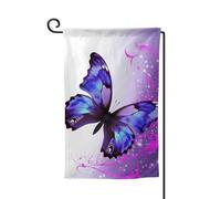 Bandiera da giardino di benvenuto per esterni di piccole dimensioni 31,5 x 45,7 cm doppia faccia resistente alle intemperie bandiera per casa viola farfalla bandiere verticali per fattoria all'aperto