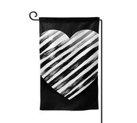 Bandiera da giardino di benvenuto per esterni di piccole dimensioni 31,5 x 45,7 cm doppia faccia resistente alle intemperie bandiera per casa bianca e nera a righe cuore bandiere verticali per