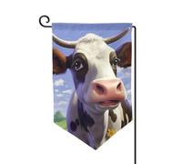 Bandiera da giardino di benvenuto per esterni di piccole dimensioni 31,5 x 45,7 cm doppia faccia resistente alle intemperie bandiera per casa simpatica mucca bandiere verticali per fattoria all'aperto