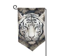 Bandiera da giardino di benvenuto per esterni di piccole dimensioni 31,5 x 45,7 cm doppia faccia resistente alle intemperie bandiera per casa bandiera bianca testa di tigre bandiere verticali per