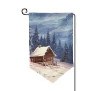 Bandiera da giardino di benvenuto per esterni di piccole dimensioni 31,5 x 45,7 cm doppia faccia resistente alle intemperie bandiera casa cabina nel bosco bandiere verticali per fattoria all'aperto