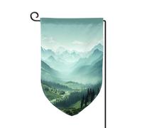 Bandiera da giardino di benvenuto per esterni di piccole dimensioni 31,5 x 45,7 cm doppia faccia resistente alle intemperie bandiera per casa verde paesaggio montano bandiere verticali per fattoria